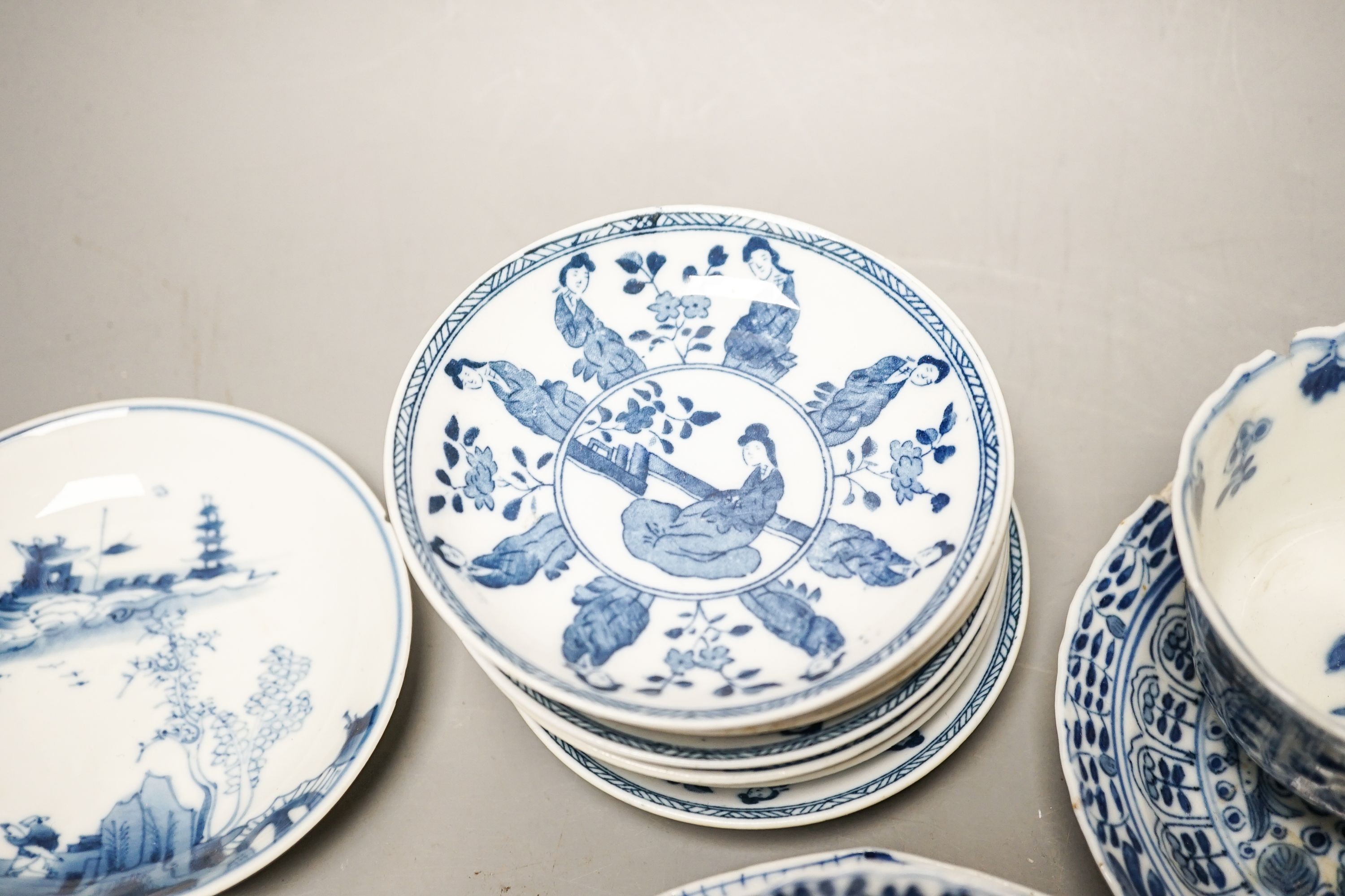 A group of Chinese porcelain teabowls and saucers, 18th-20th century